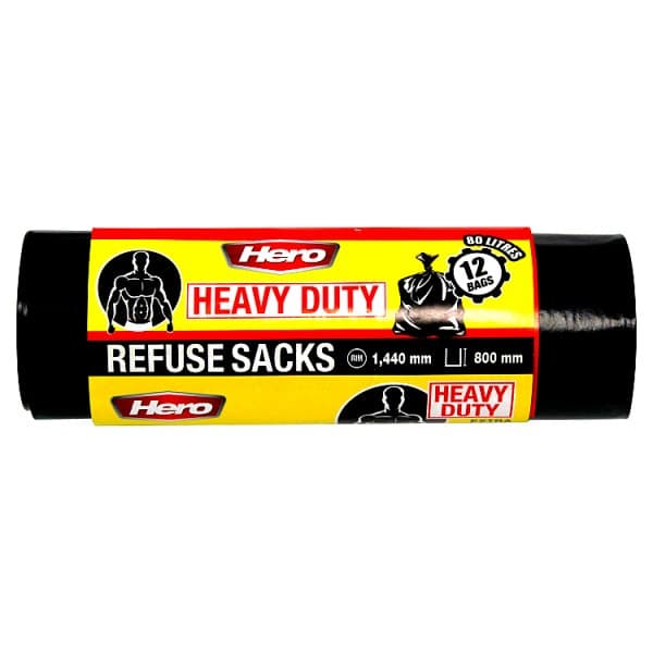 Hero Heavy Duty Bin Bags 12 pack